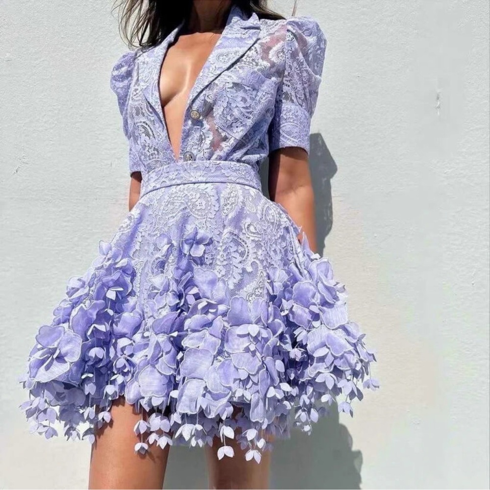 Zimmermann Lilac Floral lace top